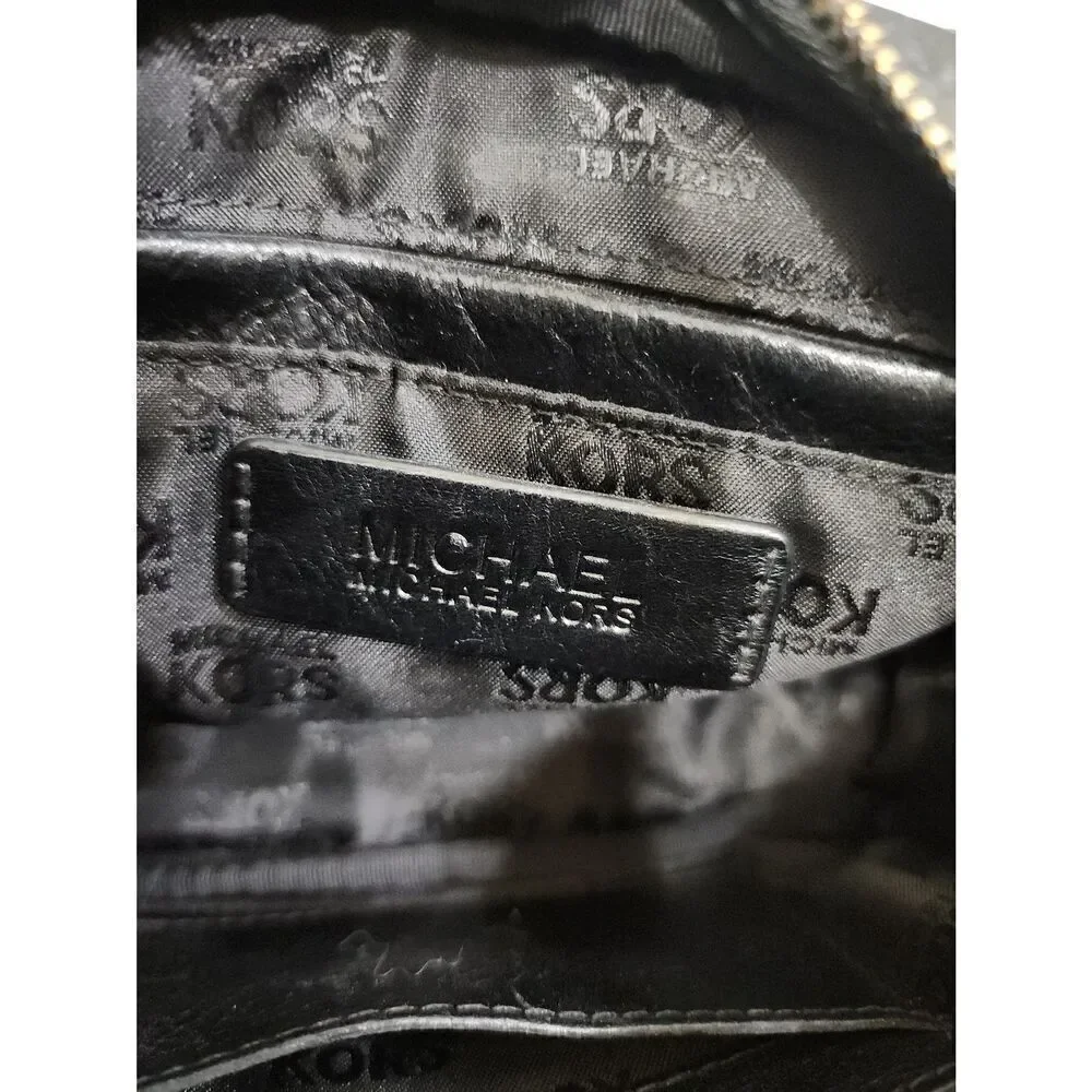 Michael Kors Black Leopard Print Calf Hair Leather Crossbody Bag